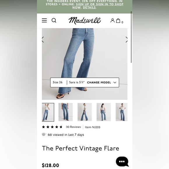 💗MADEWELL BOOTCUT JEANS SIZE 27 - Picture 7 of 8